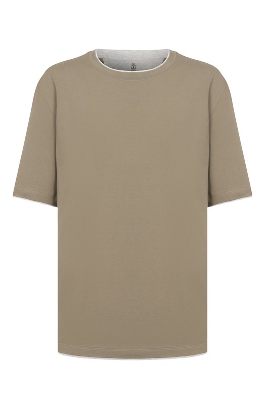 Хлопковая футболка Brunello Cucinelli M0B137427W Хаки M0B137427W