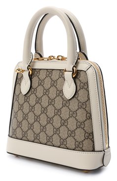 Женская сумка gg 1955 horsebit GUCCI белого цвета, арт. 640716/92TCG | Фото 3 (Сумки-технические: Сумки top-handle, Сумки через плечо; Ремень/цепочка: На ремешке; Материал: Экокожа, Текстиль; Размер: small; Материал сплава: Проставлено; Драгоценные камни: Проставлено; Нос: Не проставлено)
