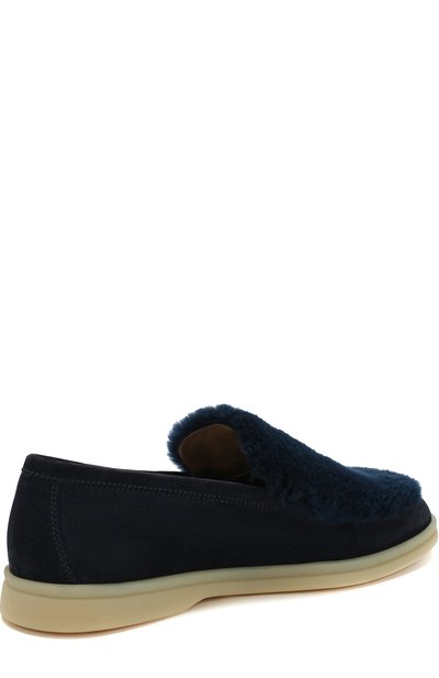 Замшевые лоферы summer walk с отделкой из меха нутрии LORO PIANA, арт. FAI2355, фото 4