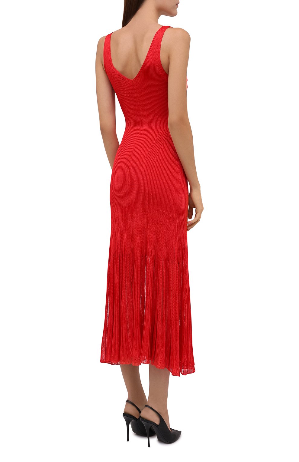 Платье из вискозы ALEXANDER MCQUEEN красного цвета по цене 199500 руб., арт. 679384/Q1AWH, фото 4 Платье из вискозы ALEXANDER MCQUEEN, арт. 679384/Q1AWH, фото 4
