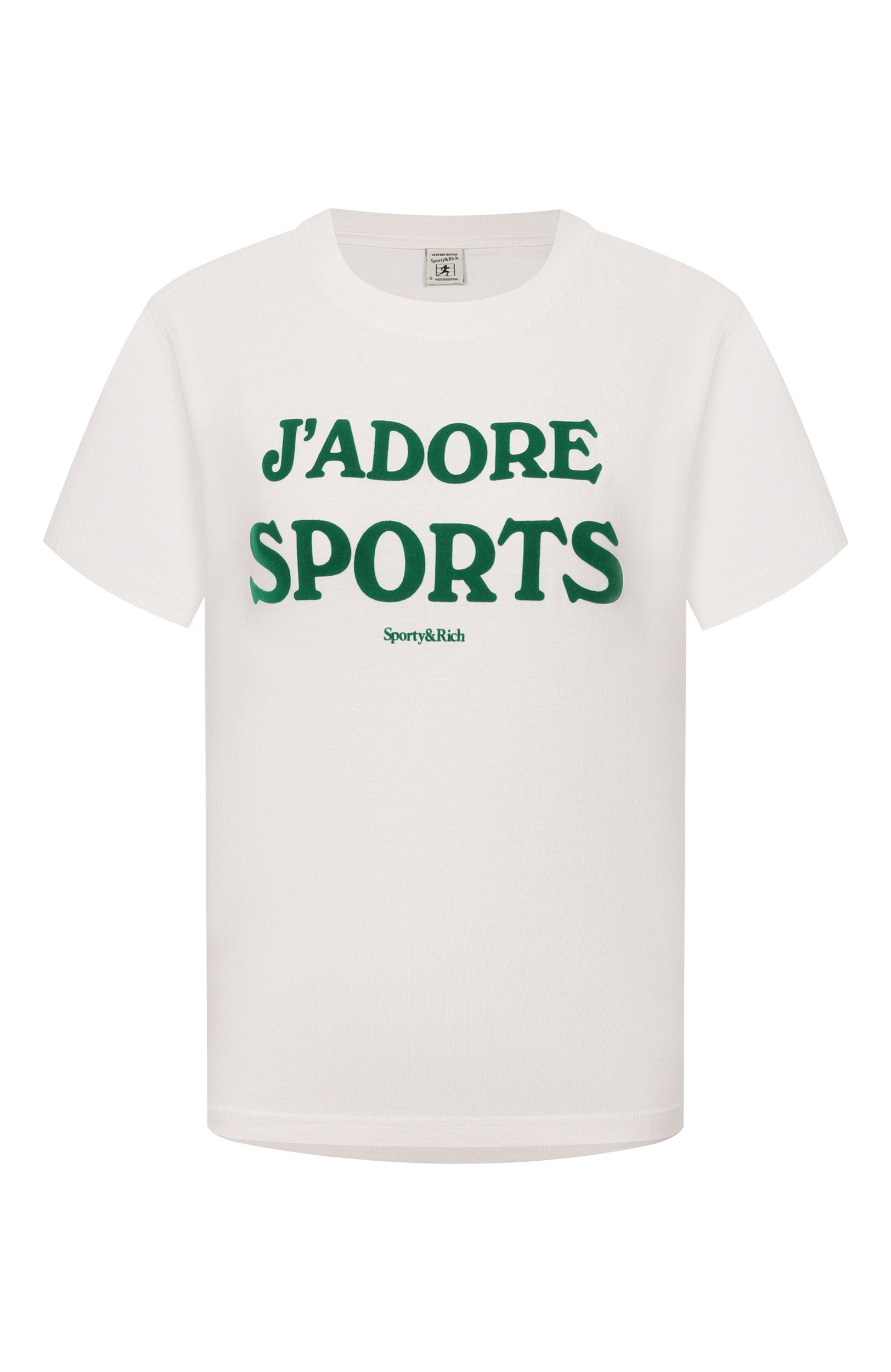 Хлопковая футболка SPORTY AND RICH белого цвета по цене 13600 руб., арт. T012273702WH01, фото 1 Хлопковая футболка SPORTY AND RICH, арт. T012273702WH01, фото 1