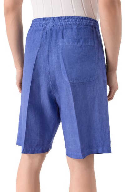Льняные шорты 120% LINO синего цвета по цене 32450 руб., арт. 33ALIM29CM/0253/S00, фото 4 Льняные шорты 120% LINO, арт. 33ALIM29CM/0253/S00, фото 4