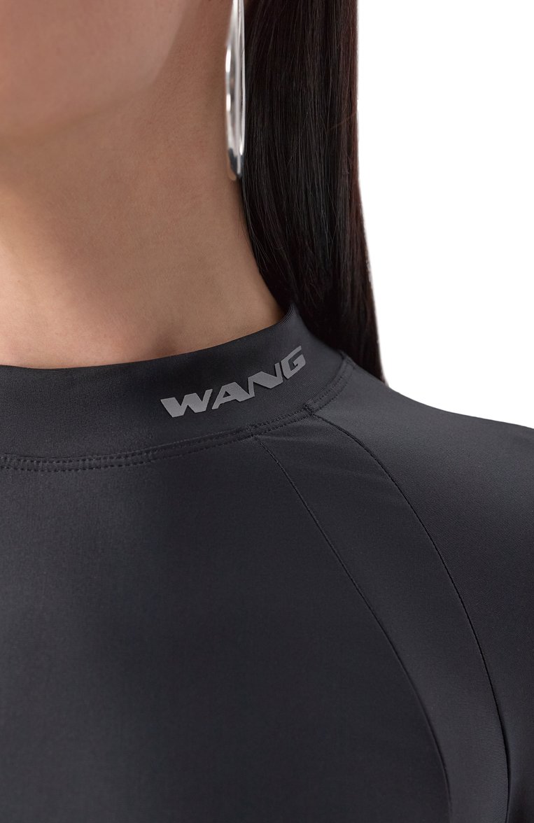 Женское платье ALEXANDERWANG.T черного цвета, арт. 4CC1256293 | Фото 5 (Рукава: Длинные; Длина Ж (юбки, платья, шорты): Миди; Материал внешний: Синтетический материал; Женское Кросс-КТ: Платье-одежда; Случай: Повседнев�ный; Стили: Кэжуэл)