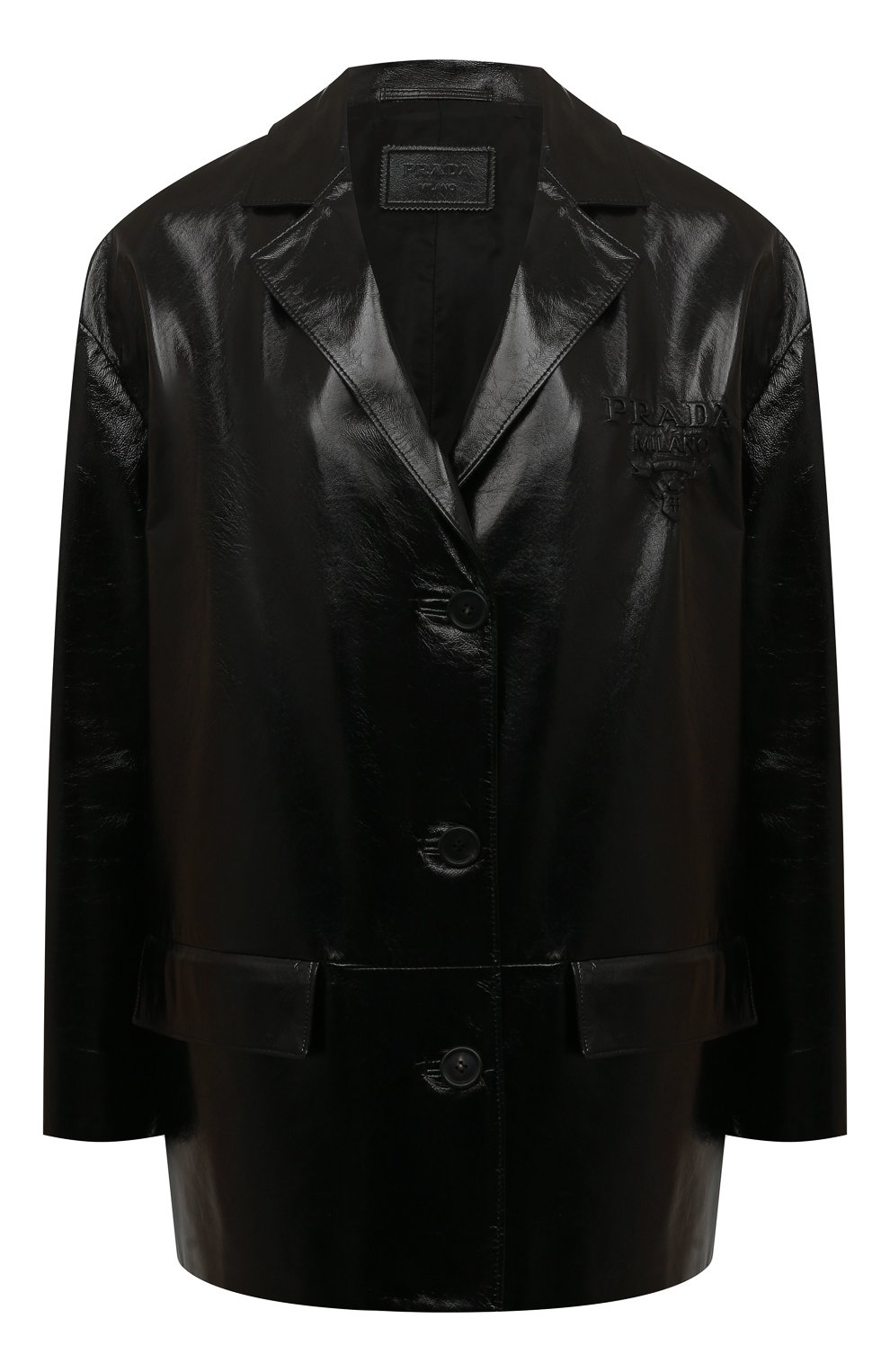 Кожаный жакет PRADA черного цвета по цене 450000 руб., арт. 55802-10RE-F0002, фото 1 Кожаный жакет PRADA, арт. 55802-10RE-F0002, фото 1