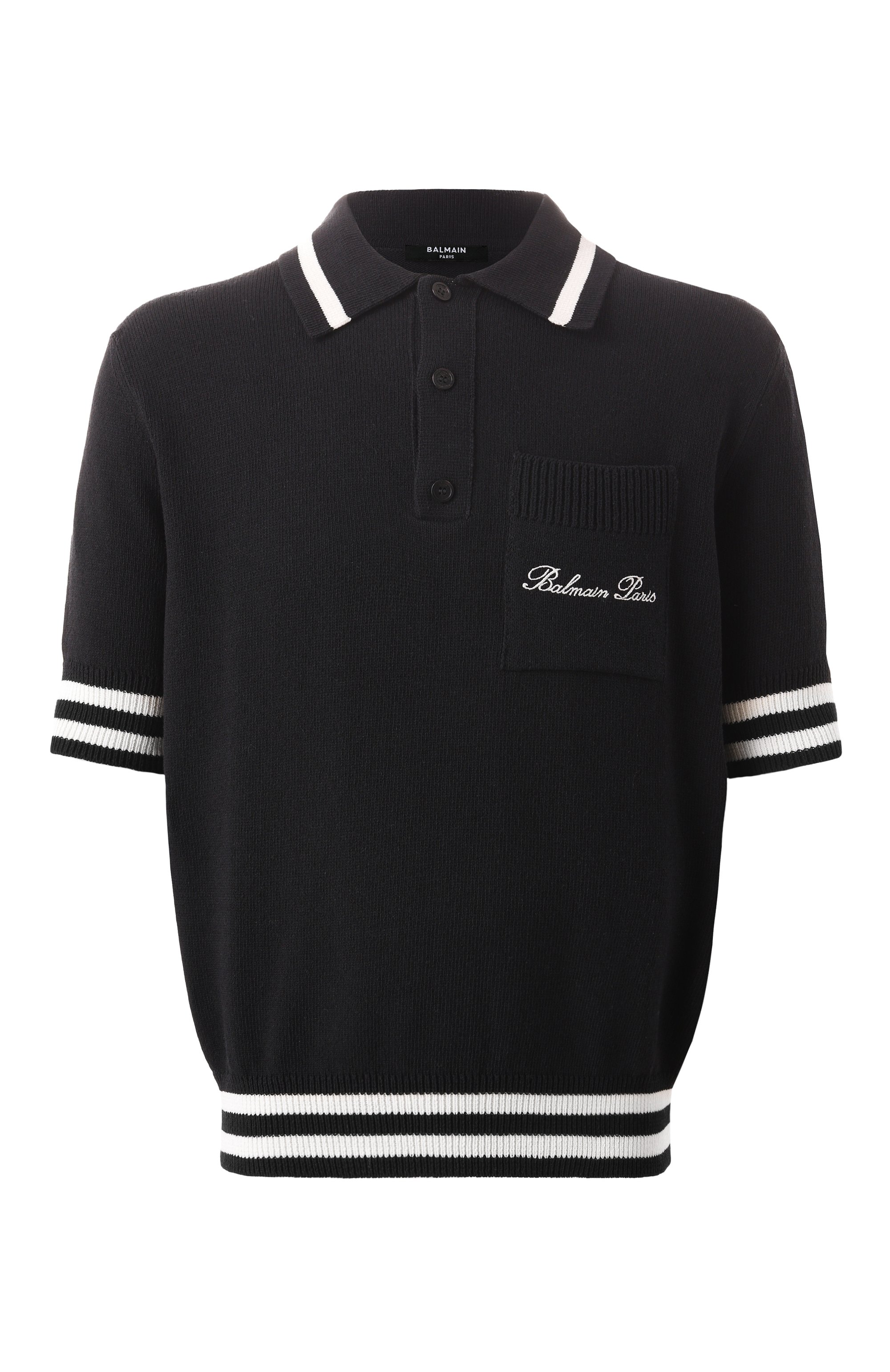 Поло BALMAIN черного цвета по цене 120000 руб., арт. DH1GB045/KF96, фото 1 Поло BALMAIN, арт. DH1GB045/KF96, фото 1