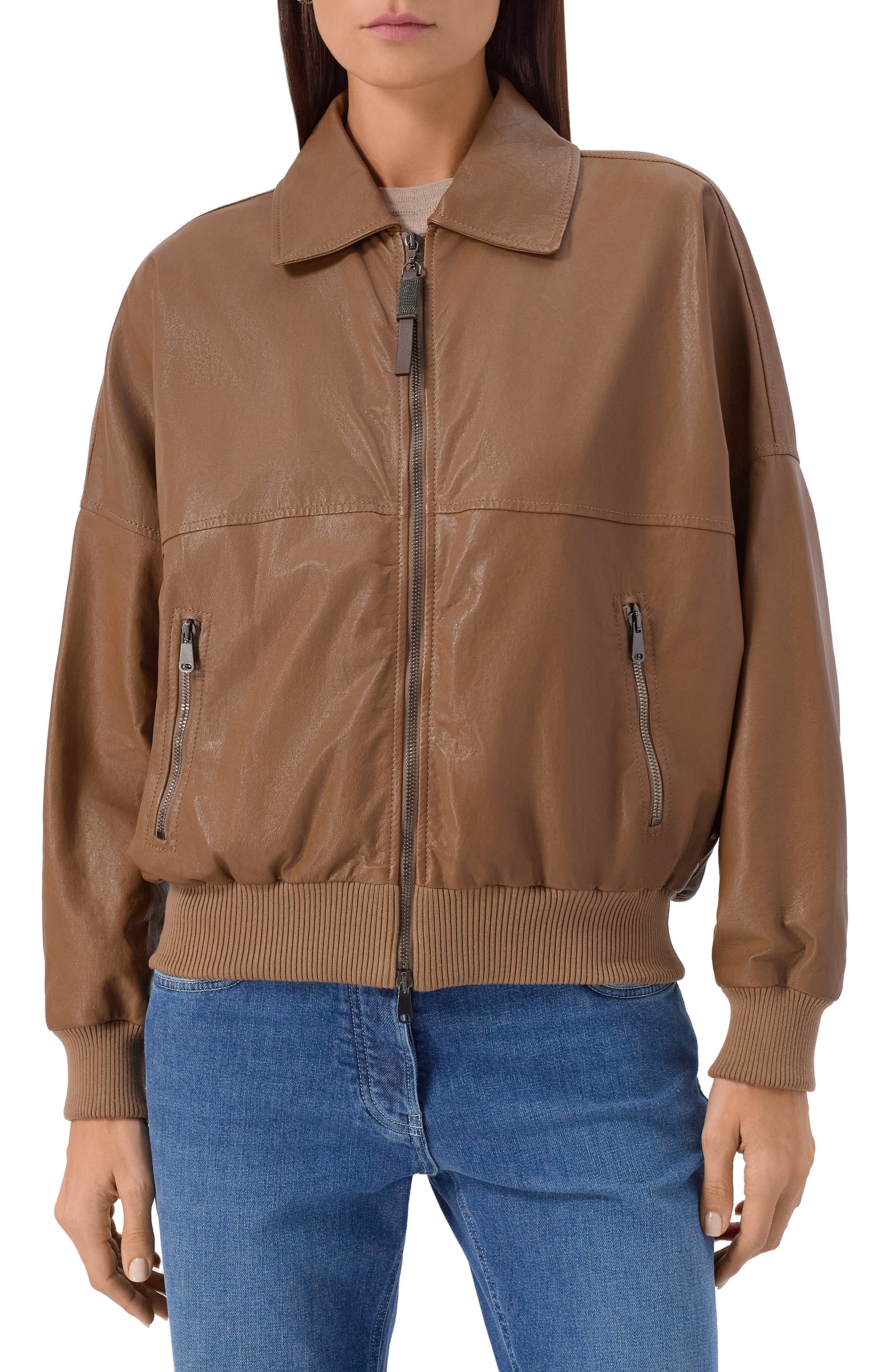 Кожаный бомбер BRUNELLO CUCINELLI, арт. MPCKL7472, фото 3