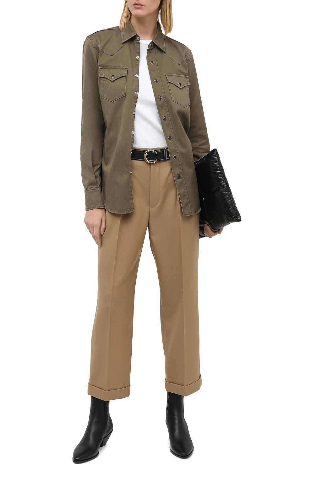 Шерстяные брюки SAINT LAURENT бежевого цвета по цене 96050 руб., арт. 627259/Y404W, фото 2 Шерстяные брюки SAINT LAURENT, арт. 627259/Y404W, фото 2