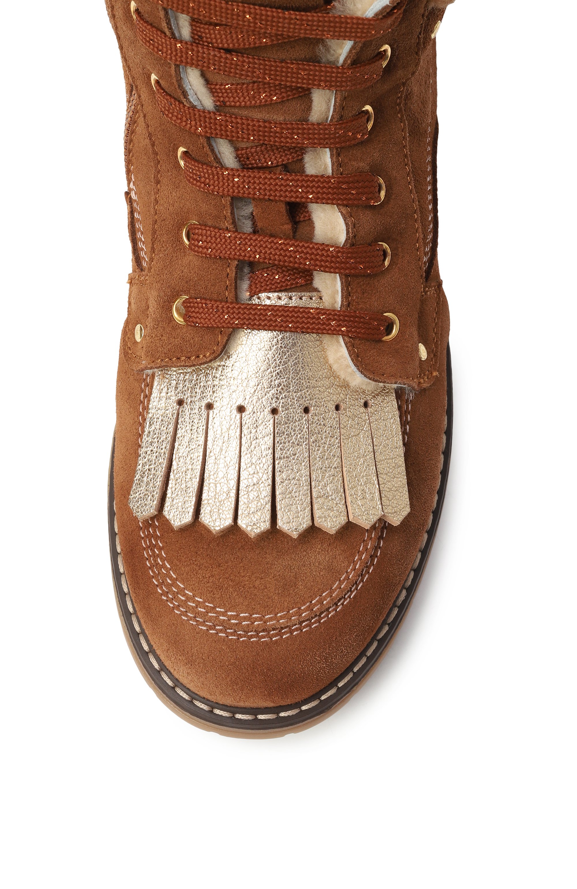 Замшевые ботинки RONDINELLA коричневого цвета по цене 24150 руб., арт. 12296-1C/34-36, фото 4 Замшевые ботинки RONDINELLA, арт. 12296-1C/34-36, фото 4