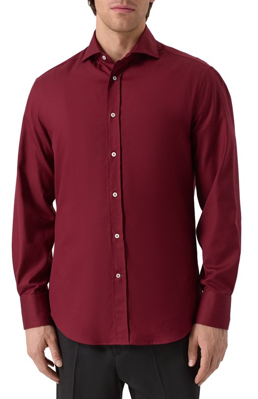 Хлопковая сорочка Brunello Cucinelli MW6041718 Бордовый  MW6041718 Фото 3