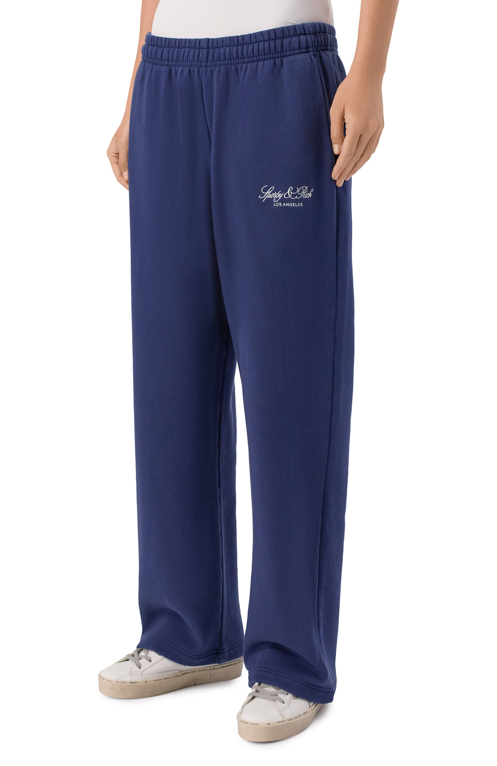Хлопковые брюки SPORTY AND RICH темно-синего цвета по цене 32200 руб., арт. PA07176269BL106, фото 3 Хлопковые брюки SPORTY AND RICH, арт. PA07176269BL106, фото 3