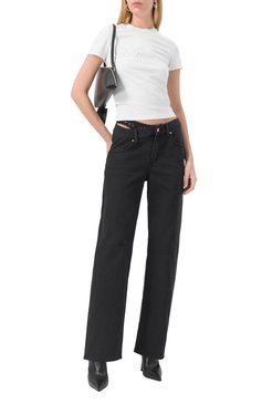 Женская хлопковая футболка BLUMARINE белого цвета, арт. P522T082A | Фото 2 (Длина (для топов): Стандартные; Рукава: Короткие; Материал сплава: Проставлено; Материал внешний: Хлопок; Драгоценные камни: Проставлено; Принт: С принтом; Стили: Кэжуэл; Женское Кросс-КТ: Футболка-одежда)