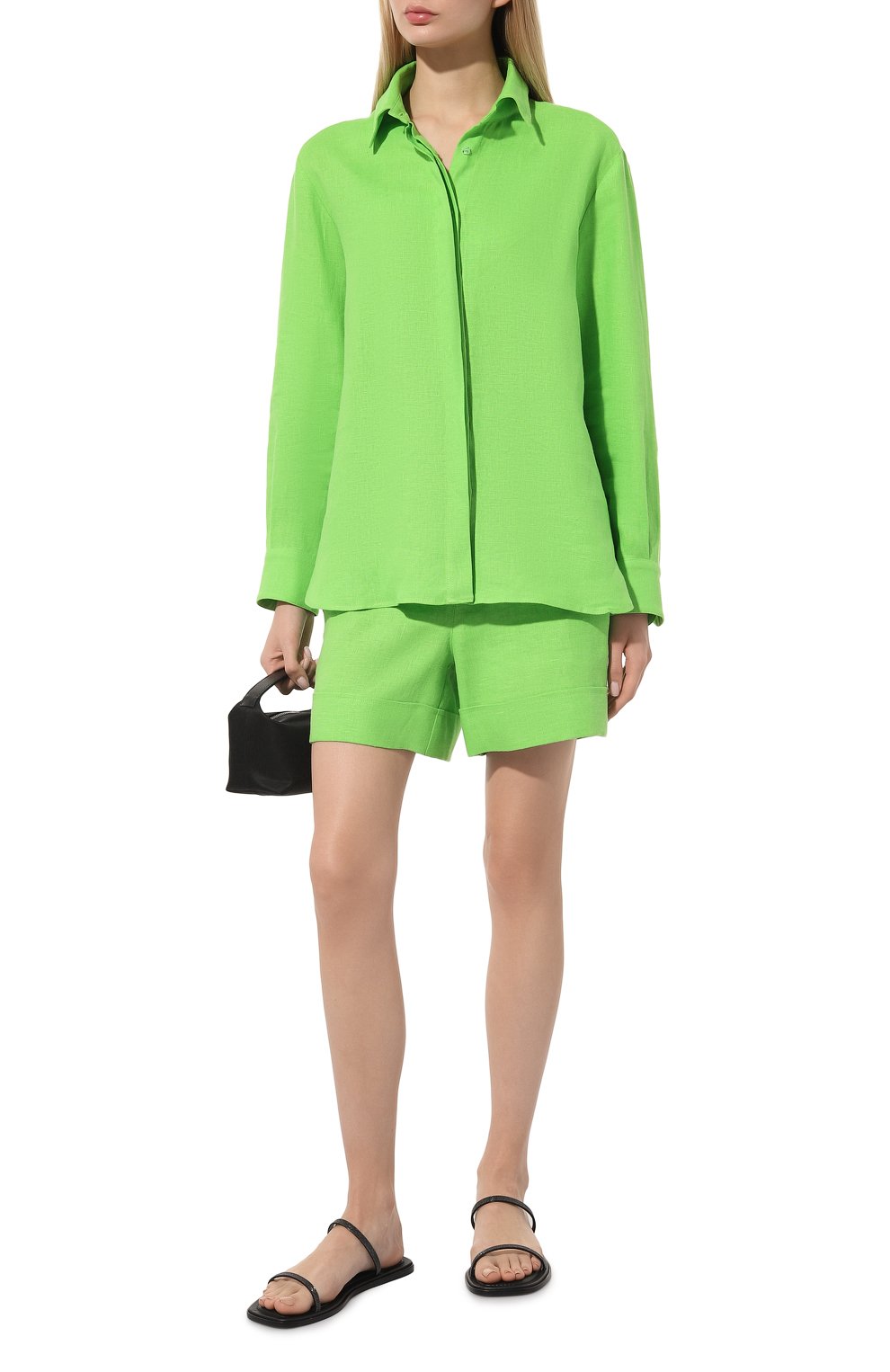 Льняная рубашка ALINE зеленого цвета по цене 22500 руб., арт. AL070701, фото 2 Льняная рубашка ALINE, арт. AL070701, фото 2