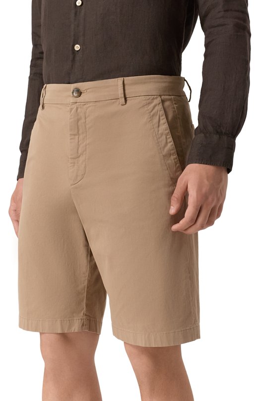 Хлопковые шорты Canali 95609/PT01482 Бежевый  95609/PT01482 Фото 3