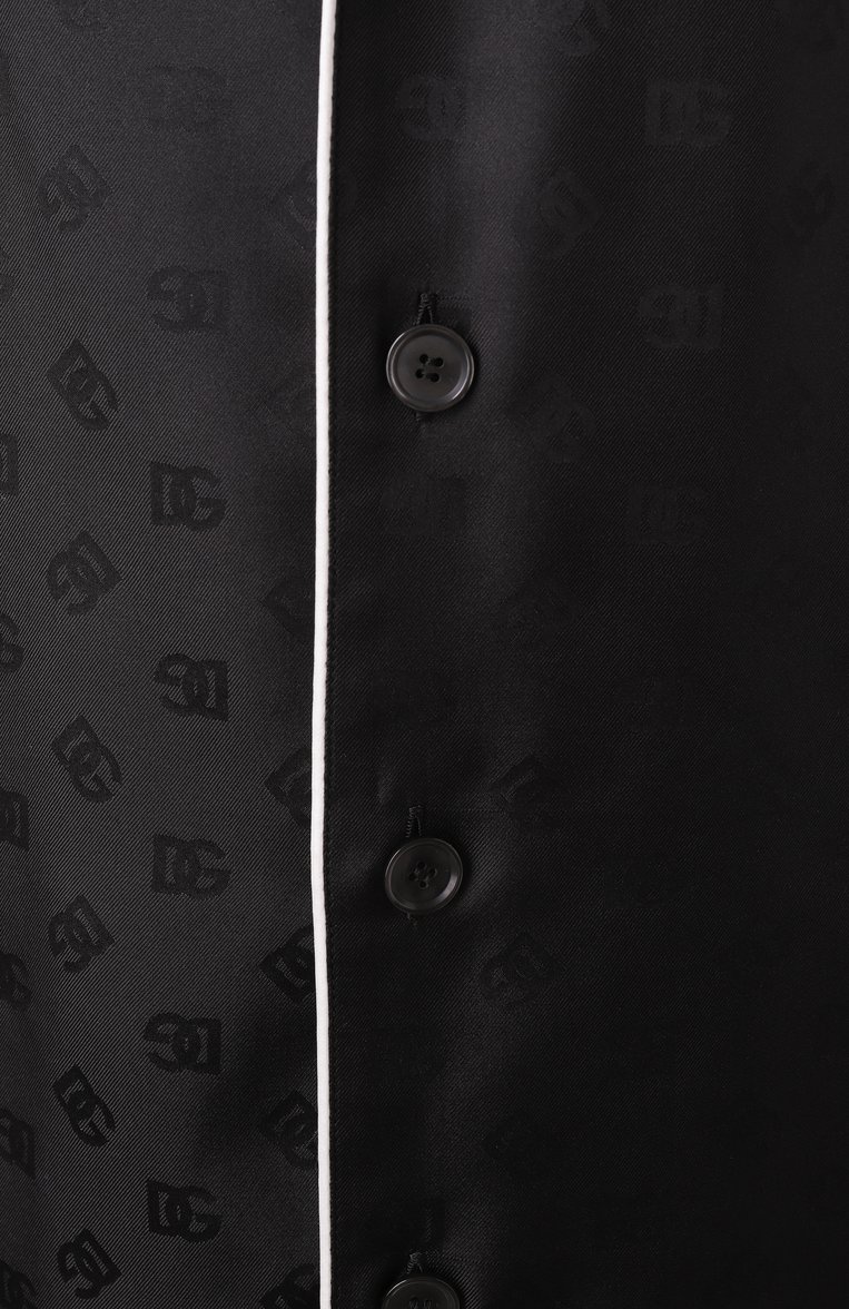 Мужская шелковая сорочка DOLCE & GABBANA черного цвета, арт. G5IF1T/FJ1JY | Фото 6 (Драгоценные камни: Проставлено; Материал внешний: Шелк; Длина (для топов): Стандартные; Материал сплава: Проставлено; Рукава: Длинные; Кросс-КТ: домашняя одежда)