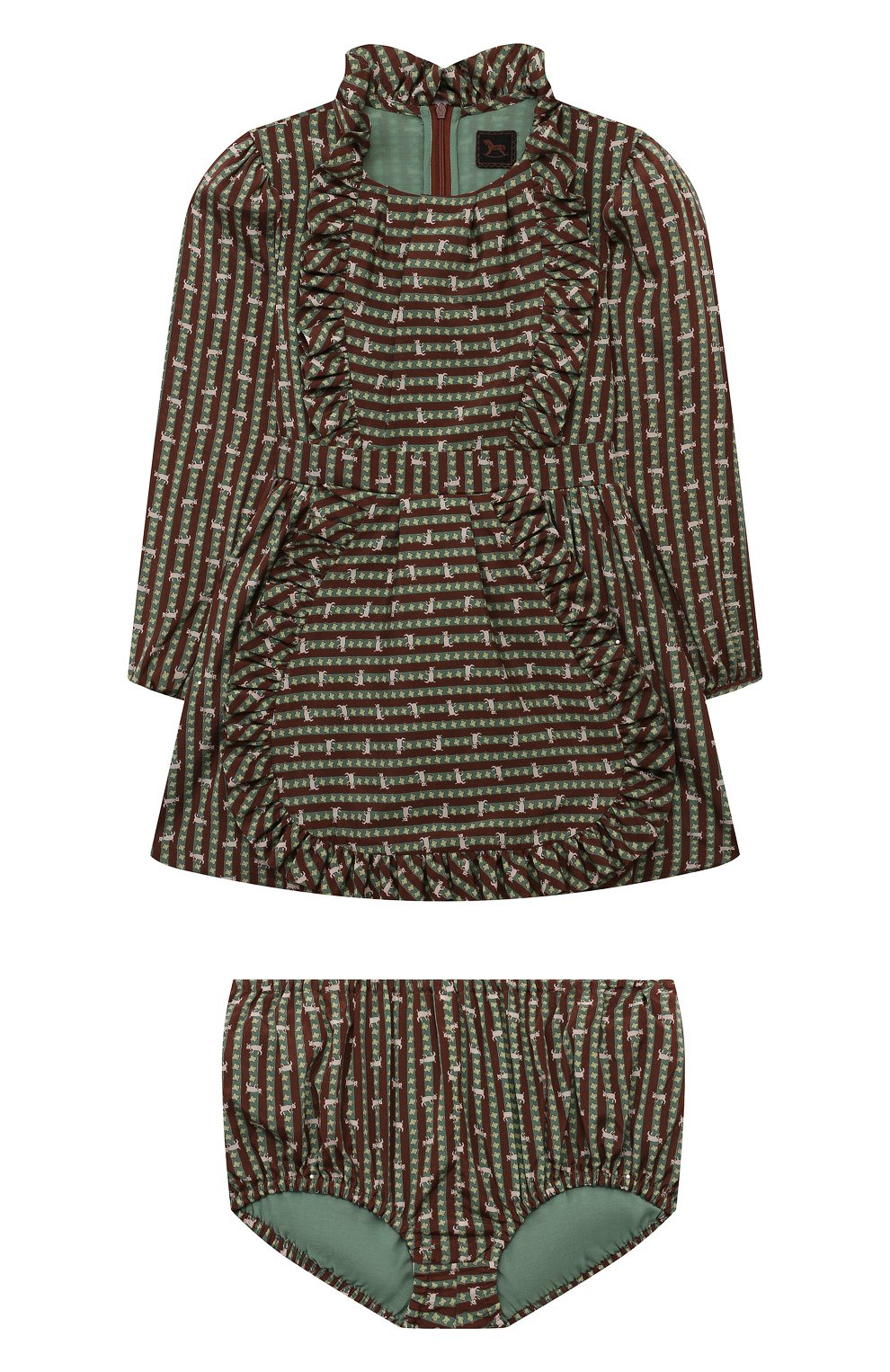 Комплект из платья и шорт ULYANA SERGEENKO коричневого цвета по цене 115000 руб., арт. ABC001KD23P (0311Б23), фото 1 Комплект из платья и шорт ULYANA SERGEENKO, арт. ABC001KD23P (0311Б23), фото 1