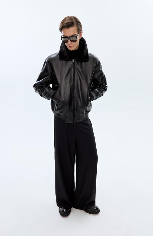 Кожаный бомбер с подкладкой из норки MVST M25.1PM.0004/BIG SIZE/PL0NGE Чёрный  M25.1PM.0004/BIG SIZE/PL0NGE Фото 6