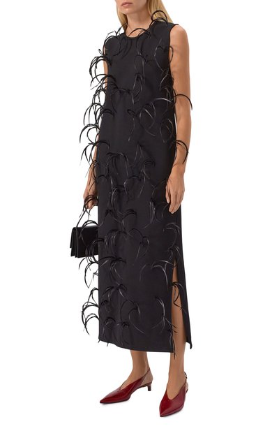 Платье из вискозы с отделкой перьями JIL SANDER, арт. J03CT0549/J18353, фото 2