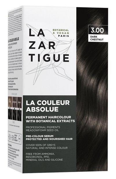 Женского перманентная безаммиачная краска для волос абсолютный цвет, оттенок темный каштан 3.00 (15+70+48+20ml) LAZARTIGUE, арт. 10L01810B