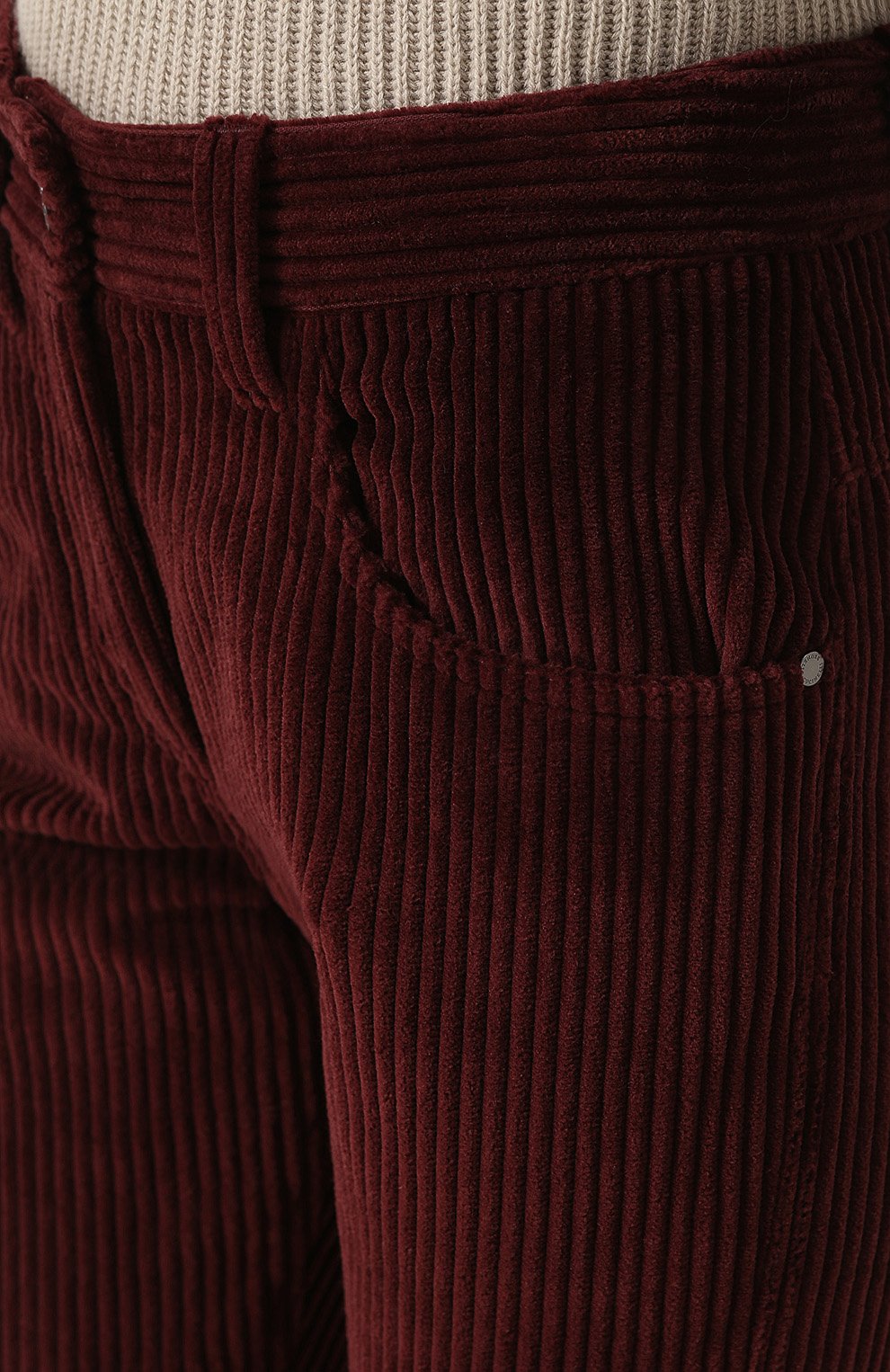 Вельветовые брюки BRUNELLO CUCINELLI бордового цвета по цене 95200 руб., арт. MA107P6846, фото 5 Вельветовые брюки BRUNELLO CUCINELLI, арт. MA107P6846, фото 5