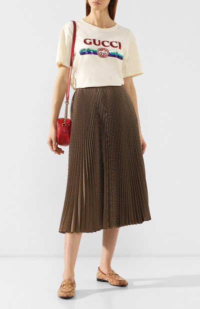 Хлопковая футболка GUCCI кремового цвета по цене 57300 руб., арт. 492347/XJARM, фото 2 Хлопковая футболка GUCCI, арт. 492347/XJARM, фото 2
