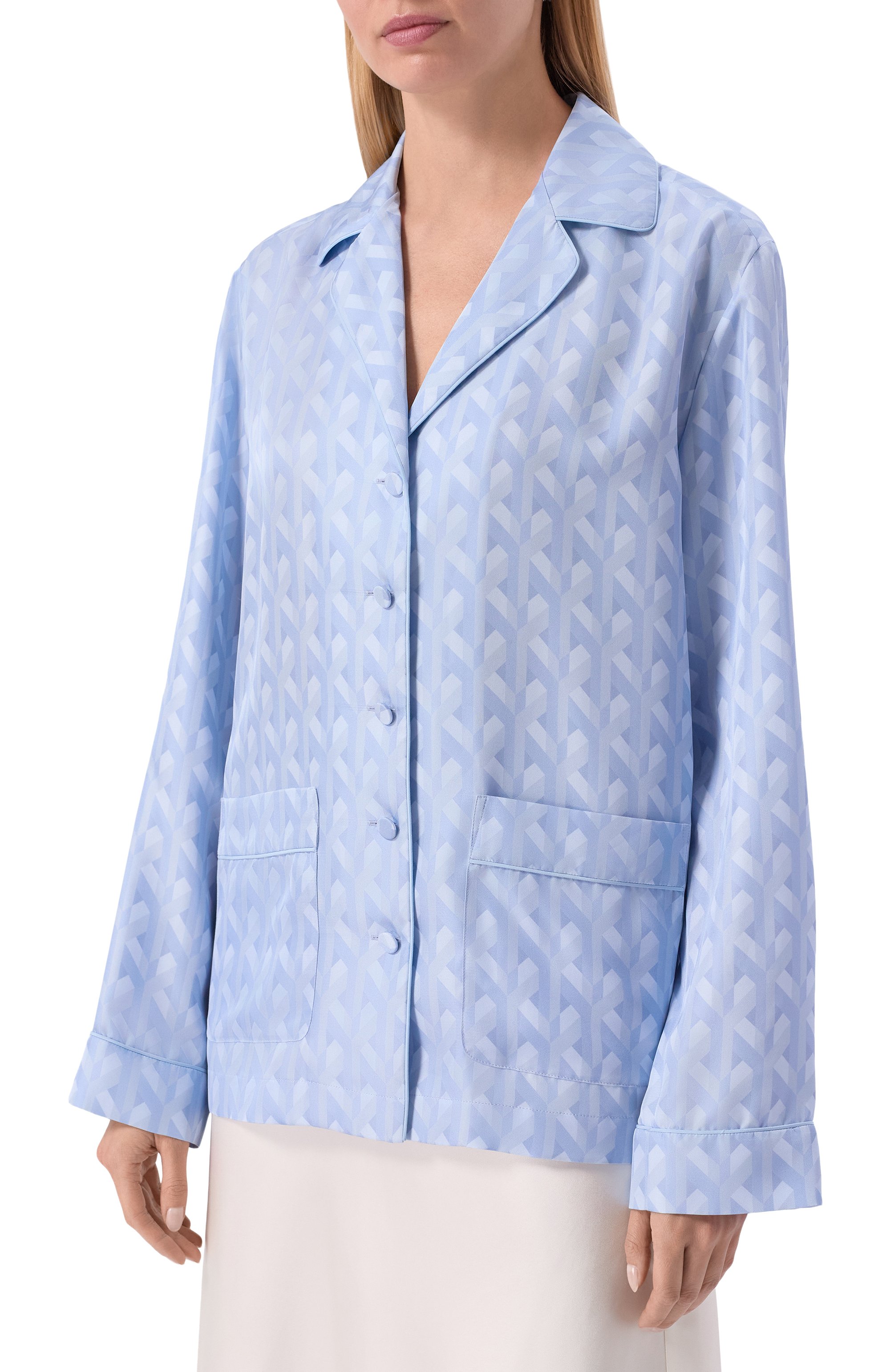 Шелковая рубашка MVST голубого цвета по цене 154000 руб., арт. M26.2PW.B017/F127, фото 3 Шелковая рубашка MVST, арт. M26.2PW.B017/F127, фото 3