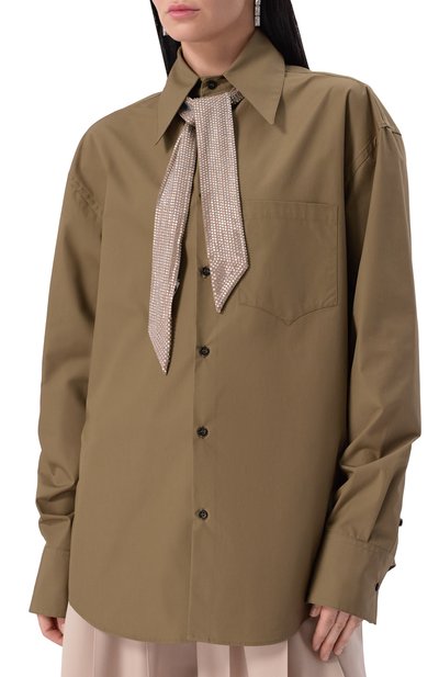 Хлопковая рубашка GIUSEPPE DI MORABITO хаки цвета по цене 52750 руб., арт. 04SST0231X 04425, фото 3 Хлопковая рубашка GIUSEPPE DI MORABITO, арт. 04SST0231X 04425, фото 3