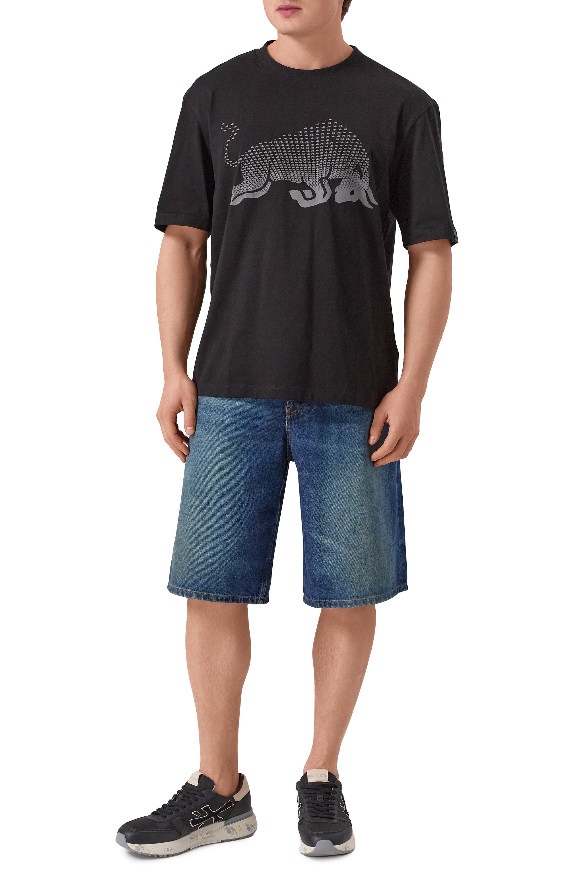 Хлопковая футболка hugo x rb HUGO черного цвета по цене 8995 руб., арт. 50542775, фото 2 Хлопковая футболка hugo x rb HUGO, арт. 50542775, фото 2