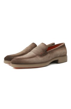 Мужские замшевые лоферы easy on SANTONI бежевого цвета, арт. MGEG18964TAUXGEX | Фото 1 (Нос: Не проставлено; Материал внешний: Натуральная кожа, Замша; Материал внутренний: Натуральная кожа; Материал сплава: Проставлено; Стили: Кэжуэл)