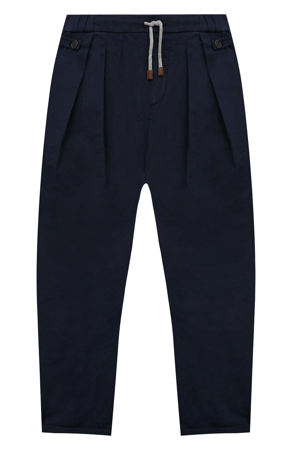 Брюки из льна и хлопка BRUNELLO CUCINELLI синего цвета по цене 34500 руб., арт. B291LP101B, фото 1 Брюки из льна и хлопка BRUNELLO CUCINELLI, арт. B291LP101B, фото 1