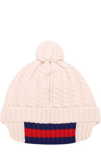 Шерстяная шапка фактурной вязки с помпоном GUCCI, арт. 473583/4K206, фото 2