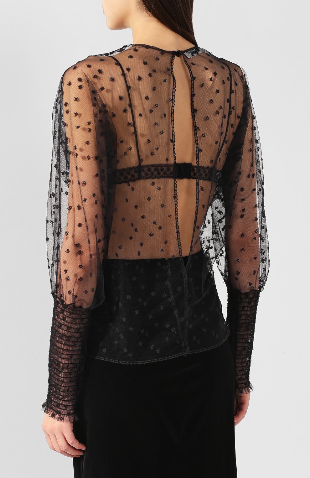 Прозрачная блузка PHILOSOPHY DI LORENZO SERAFINI черного цвета по цене 44500 руб., арт. A0229/2127, фото 4 Прозрачная блузка PHILOSOPHY DI LORENZO SERAFINI, арт. A0229/2127, фото 4