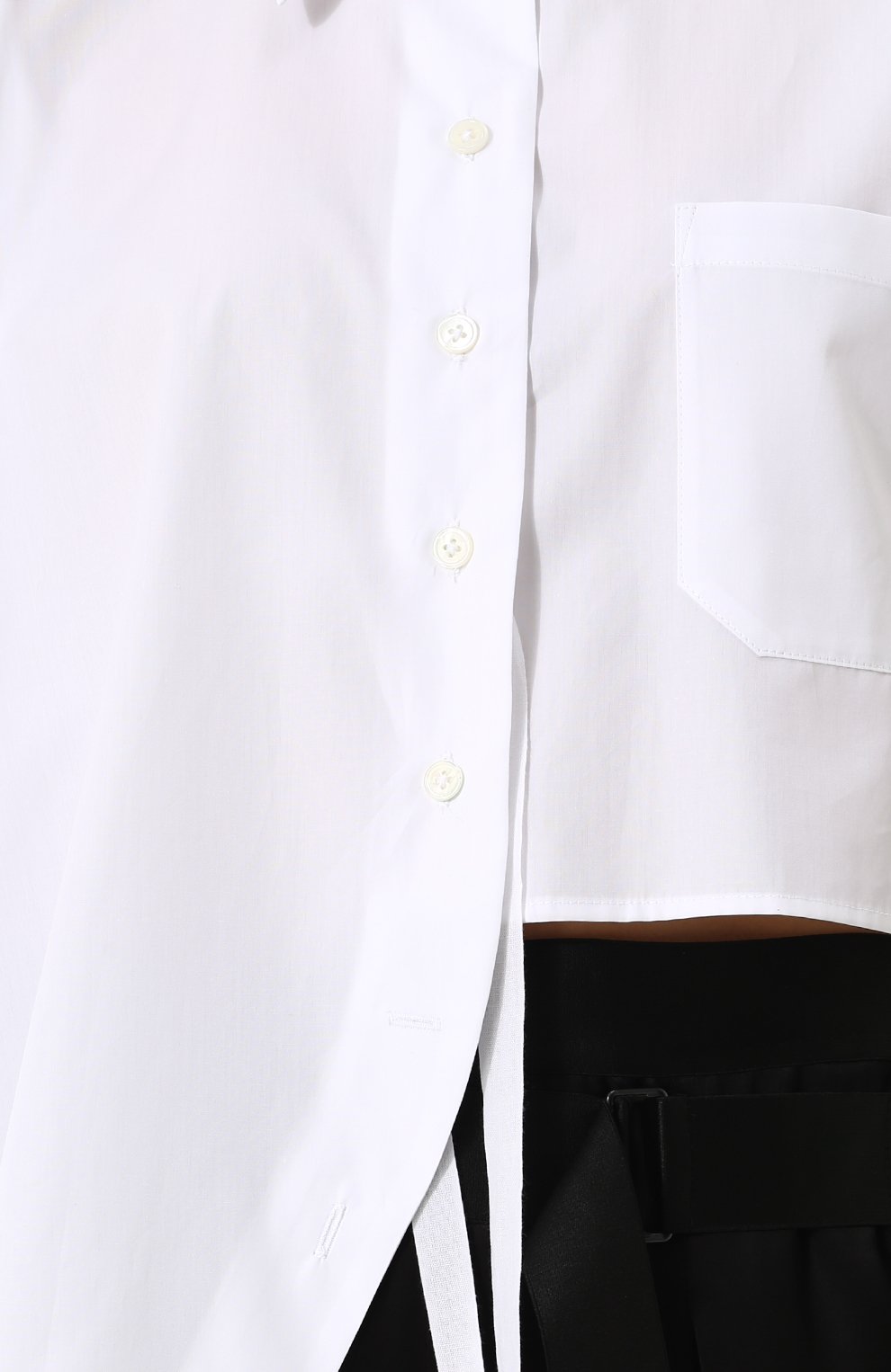 Однотонная хлопковая блуза асимметричного кроя ANN DEMEULEMEESTER, арт. 1801-2022-128-001, фото 5