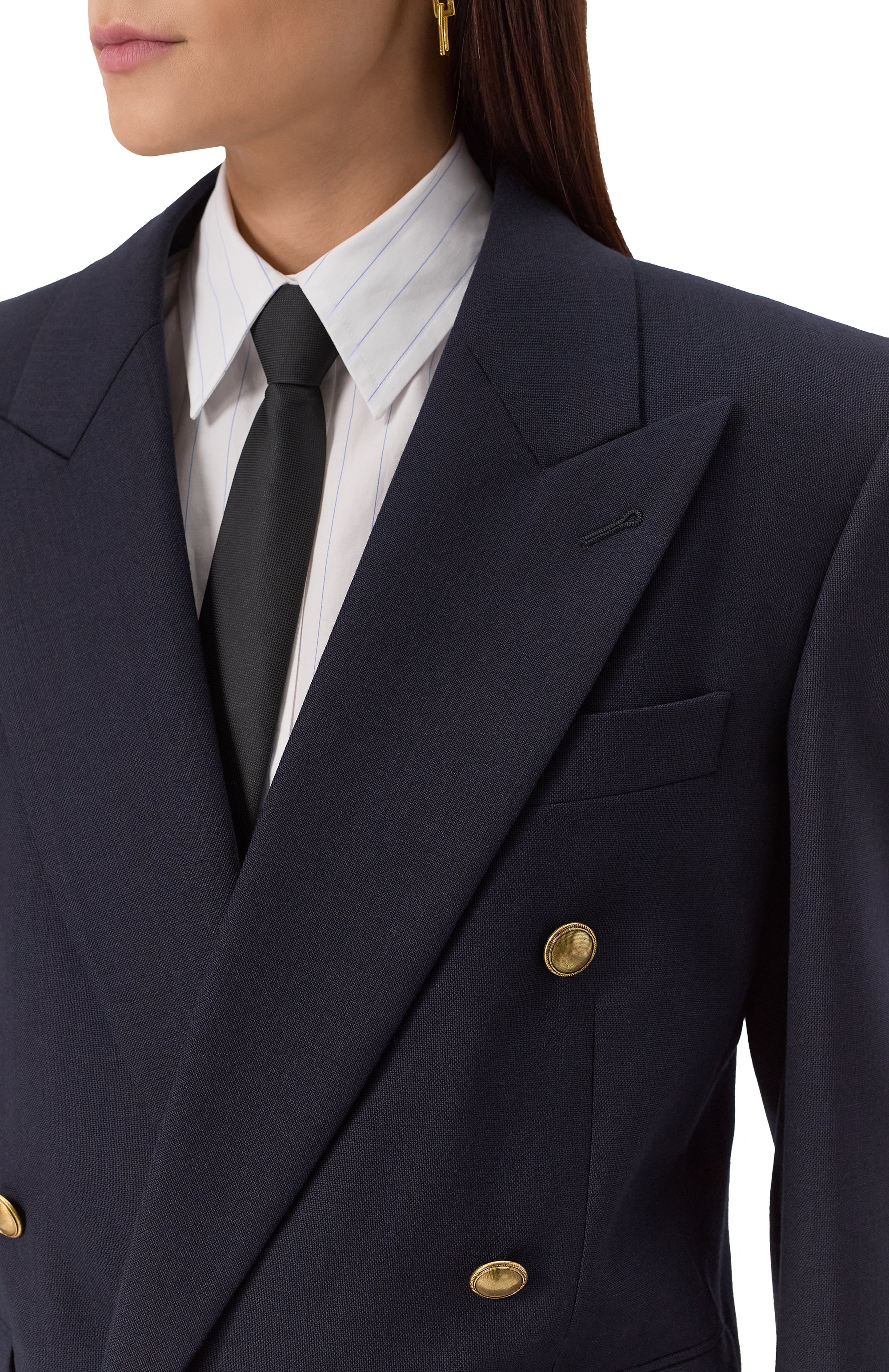 Шерстяной жакет SAINT LAURENT темно-синего цвета по цене 399000 руб., арт. 823616/Y5K32, фото 5 Шерстяной жакет SAINT LAURENT, арт. 823616/Y5K32, фото 5