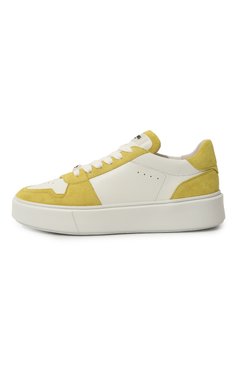 Женские кожаные кеды JOG DOG желтого цвета, арт. 2630AWTRN5-107 | Фото 4 (Подошва: Платформа; Материал внутренний: Натуральная кожа; Драгоценные камни: Проставлено; Материал сплава: Проставлено; Материал утеплителя: Без утепл�ителя; Стили: Кэжуэл; Материал внешний: Натуральная кожа; Кросс-КТ: Низкие)