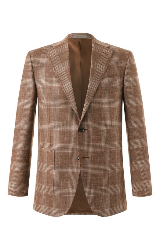 Пиджак из шерсти и шелка Corneliani 256018-2516208 Коричневый 256018-2516208