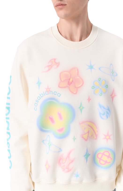 Хлопковый свитшот Casablanca M-SP26-JTP-293-01 Кремовый  M-SP26-JTP-293-01 Фото 5