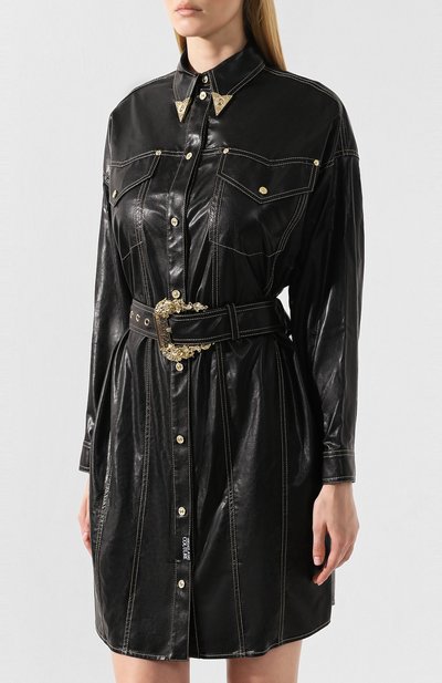 Платье с поясом VERSACE JEANS COUTURE черного цвета по цене 84150 руб., арт. D2HUA402-UDP902/04975, фото 3 Платье с поясом VERSACE JEANS COUTURE, арт. D2HUA402-UDP902/04975, фото 3