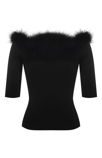 Женский топ из вискозы с отделкой перьями SAINT LAURENT, арт. 657252/Y75BB