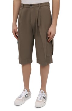 Мужские хлопковые шорты DRIES VAN NOTEN коричневого цвета, арт. 221-020937-4030 | Фото 3 (Материал внешний: Хлопок; Длина Шорты М: Ниже колена; Принт: Без принта; Стили: Ретро, Милитари; Силуэт М (брюки): Карго; Случай: Повседневный; Материал сплава: Проставлено; Драгоценные камни: Проставлено)
