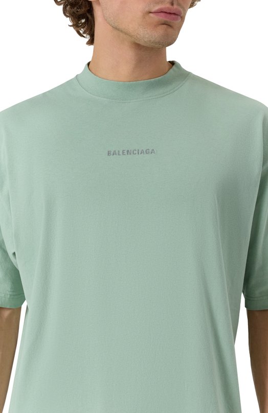 Хлопковая футболка Balenciaga 764235/TSVG7 Зелёный  764235/TSVG7 Фото 5