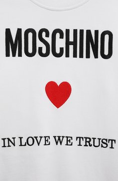 Детский хлопковое худи MOSCHINO белого цвета, арт. H5F05R/LCA30/10-14 | Фото 3 (Рукава: Длинные; Материал сплава: Проставлено; Материал внешний: Хлопок; Драгоценные камни: Проставлено; Девочки Кросс-КТ: Худи-одежда; Ростовка одежда: 16 лет | 164 см, 10 - 11 лет | 140 - 146см, 12 лет | 152 см)