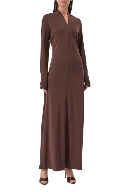 Платье из вискозы 12 STOREEZ коричневого цвета по цене 24000 руб., арт. 130074, фото 3 Платье из вискозы 12 STOREEZ, арт. 130074, фото 3