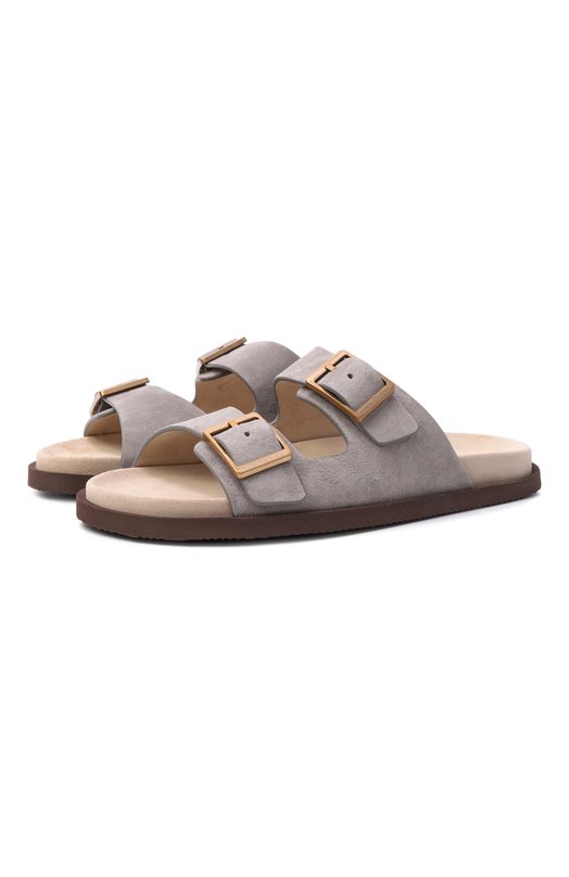 Замшевые шлепанцы Brunello Cucinelli MZUS0LY235 Серый MZUS0LY235