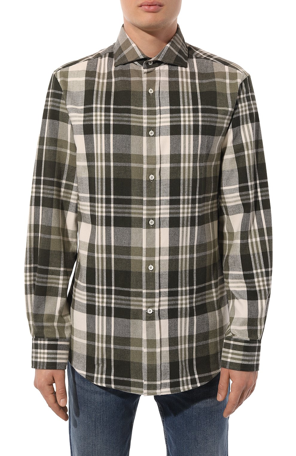 Хлопковая рубашка BRUNELLO CUCINELLI зеленого цвета по цене 64500 руб., арт. MY6150627, фото 3 Хлопковая рубашка BRUNELLO CUCINELLI, арт. MY6150627, фото 3