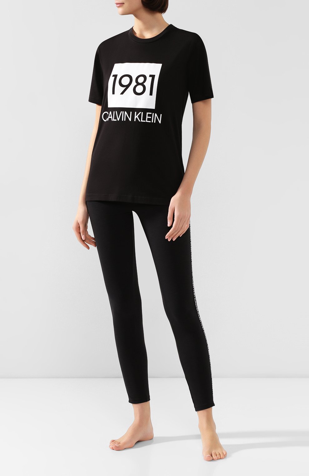 Хлопковая футболка CALVIN KLEIN черного цвета по цене 4600 руб., арт. QS6343E, фото 2 Хлопковая футболка CALVIN KLEIN, арт. QS6343E, фото 2