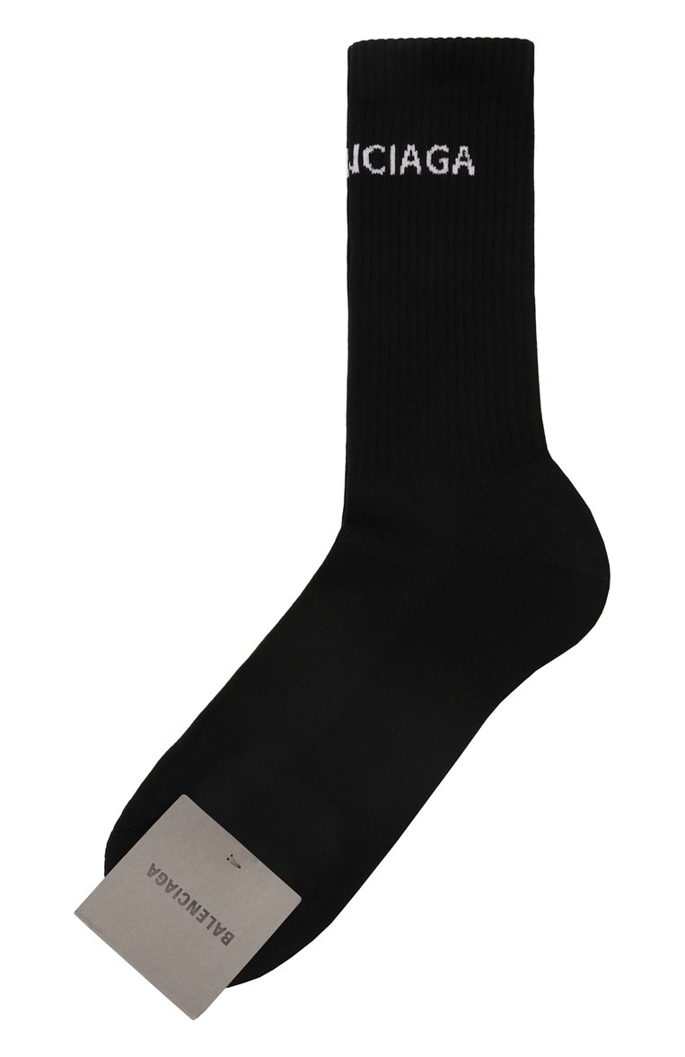 Мужские хлопковые носки BALENCIAGA черного цвета, арт. 530580/472B4 | Фото 1 (Кросс-КТ: бельё; Материал внутренний: Не назначено; Материал сплава: Проставлено; Нос: Не проставлено; Материал внешний: Хлопок; Статус проверки: Проверена категория)