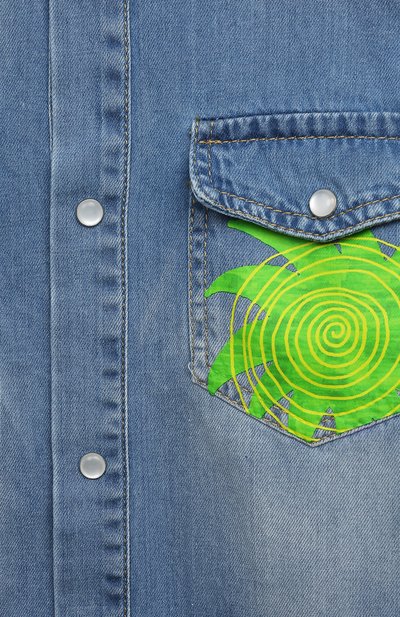 Джинсовая рубашка MSGM KIDS голубого цвета по цене 17550 руб., арт. S4MSJBSI275, фото 3 Джинсовая рубашка MSGM KIDS, арт. S4MSJBSI275, фото 3