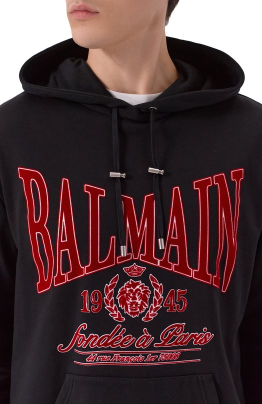 Хлопковое худи Balmain FH0JT047/GF25 Чёрный  FH0JT047/GF25 Фото 5