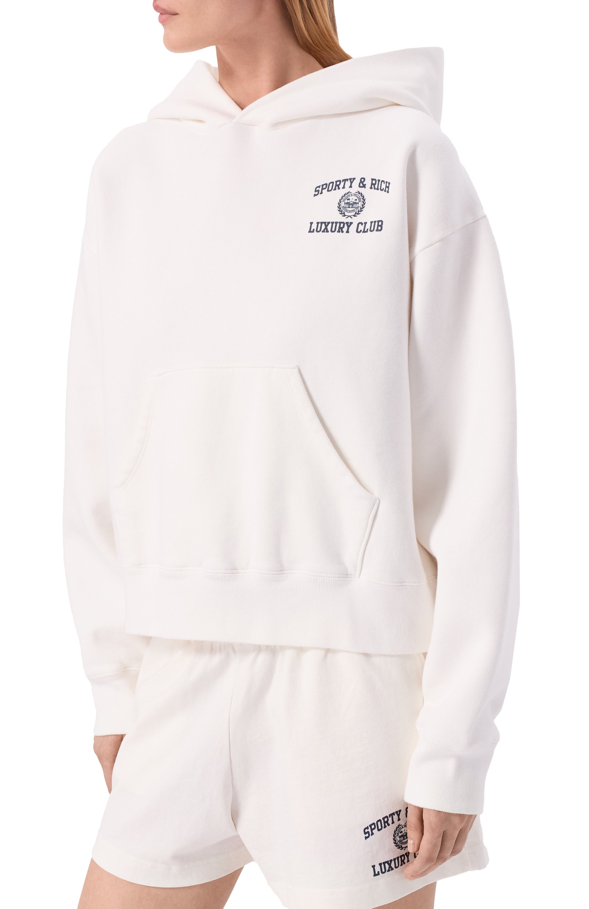 Хлопковое худи luxury club SPORTY AND RICH, арт. ST0987842WH01/S&R LUXURY CLUB H00DIE, фото 3