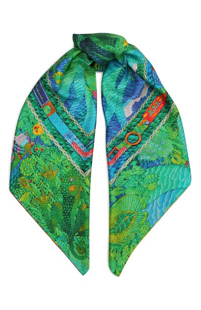 Шелковый платок nile KIRILL OVCHINNIKOV зеленого цвета по цене 35200 руб., арт. 135\NL, фото 1 Шелковый платок nile KIRILL OVCHINNIKOV, арт. 135\NL, фото 1